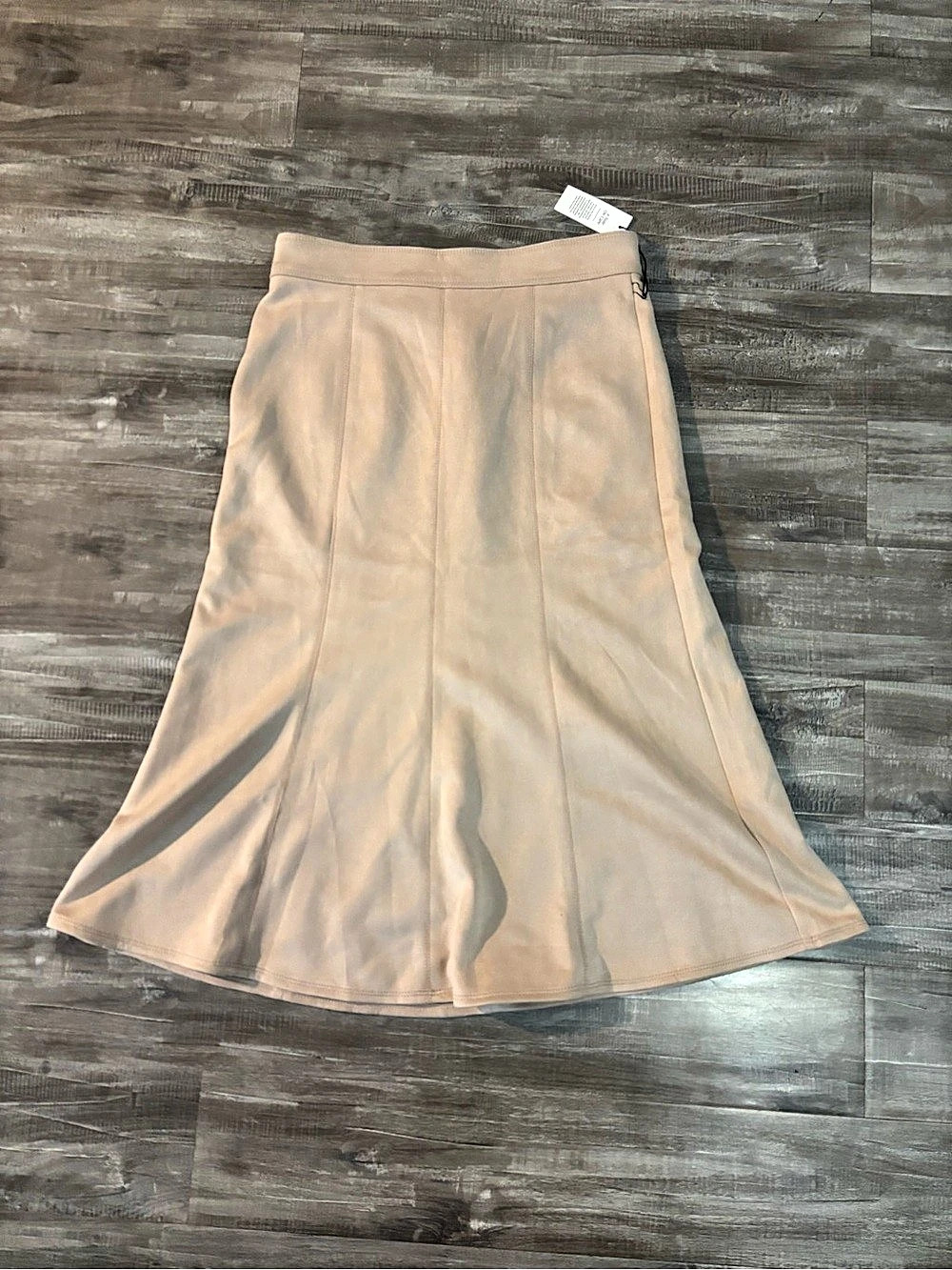 Ann Taylor Full Midi Skirt in Faux Suede Blush Pink Size 4 NWT